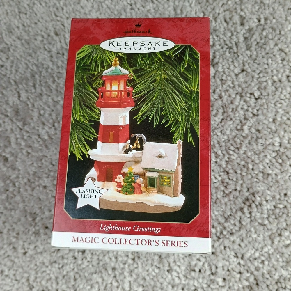 Hallmark Keepsake Lighthouse Greetings 1997 Ornament Magic Flashing Light
